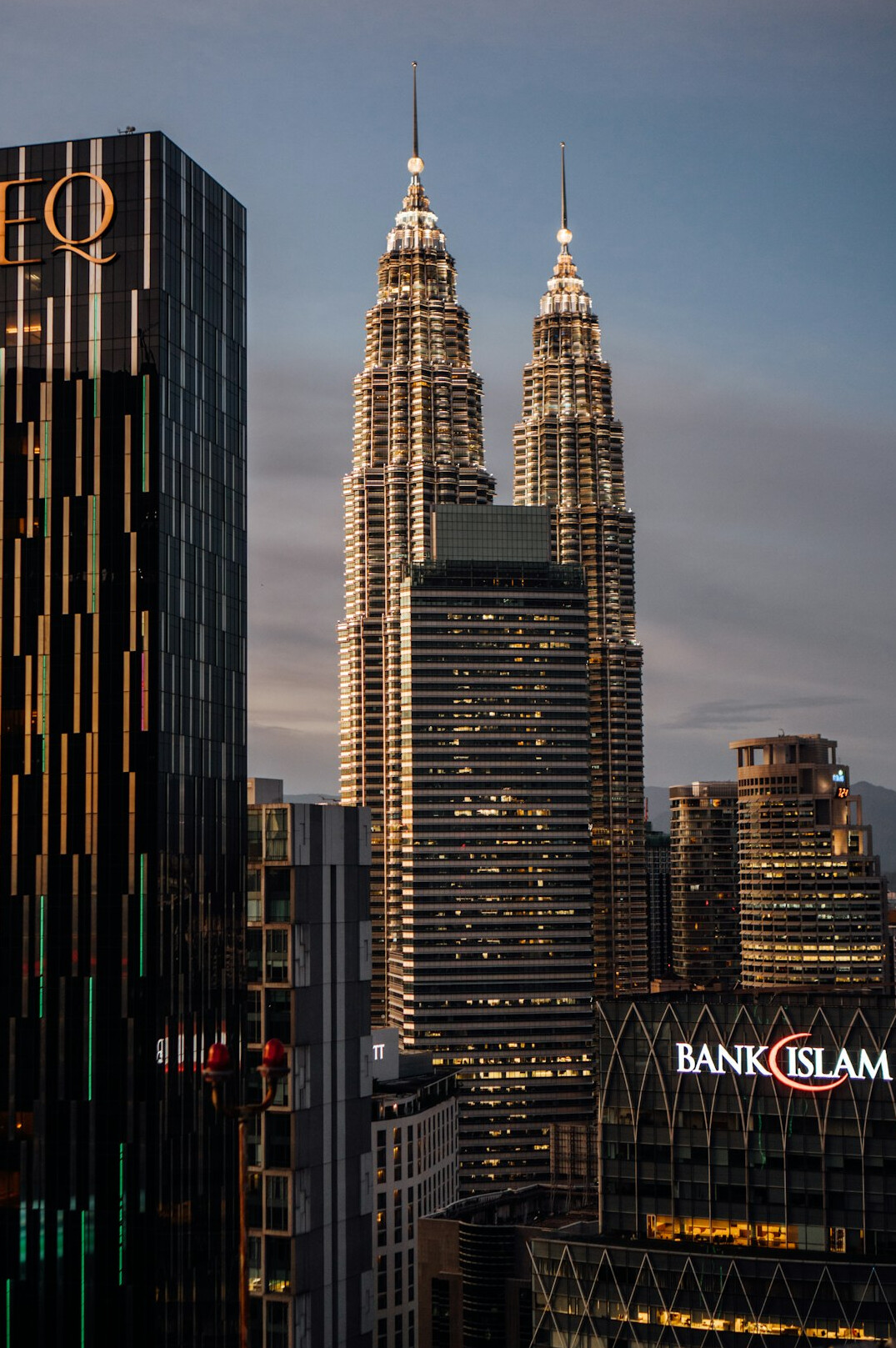 Kuala Lumpur skyline with the Petronas Towers at dusk